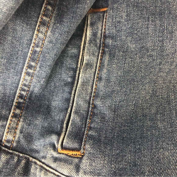 J. Crew Mercantile Denim Blue Jean Trucker Jacket Stretch Dark Pre wash SZ M - Picture 10 of 15